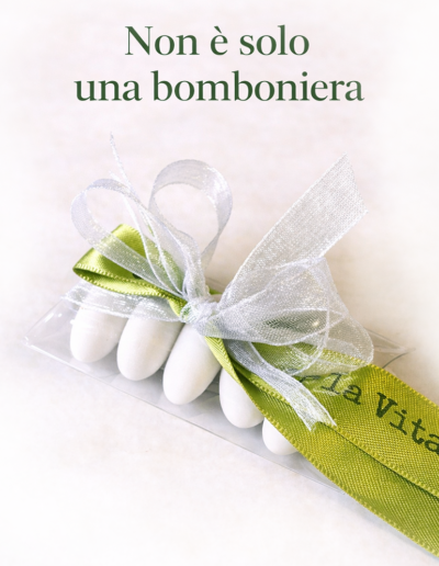 Confezione 6 confetti con fiocco.